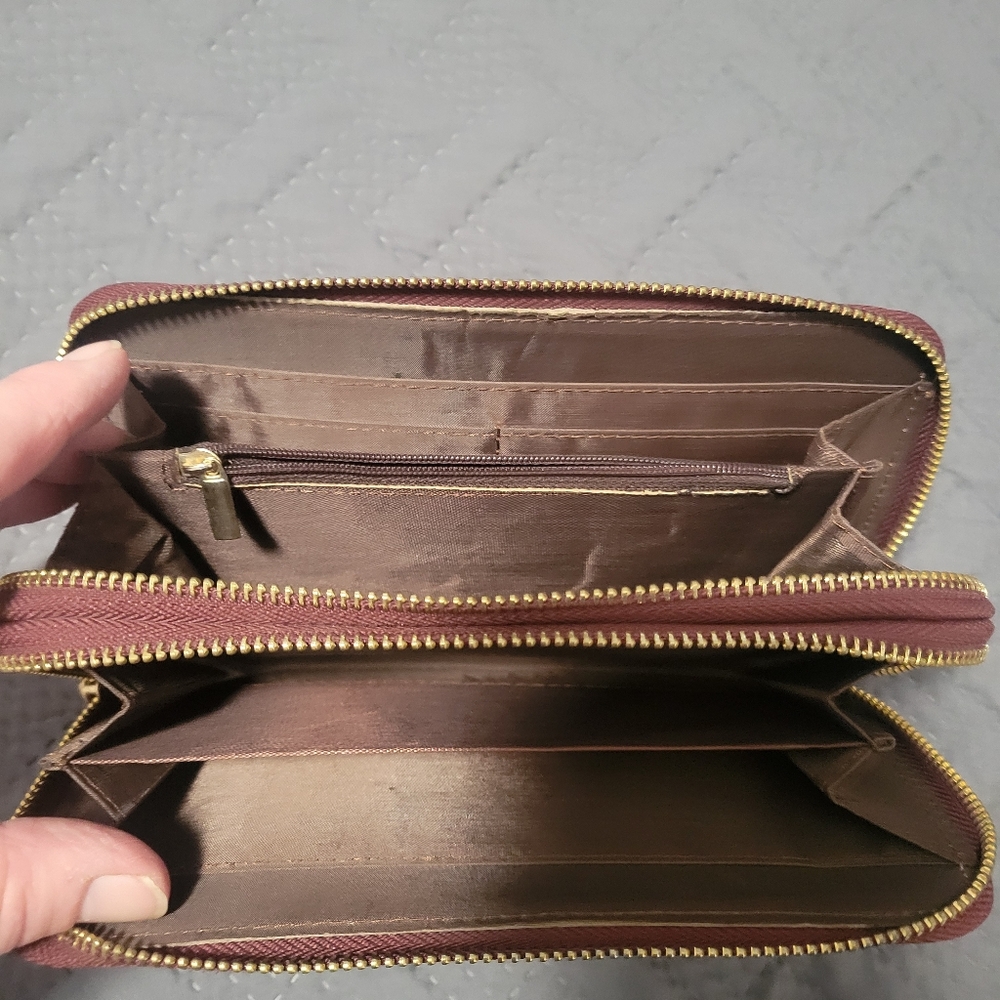 Burgundy Zip-Around Wallet